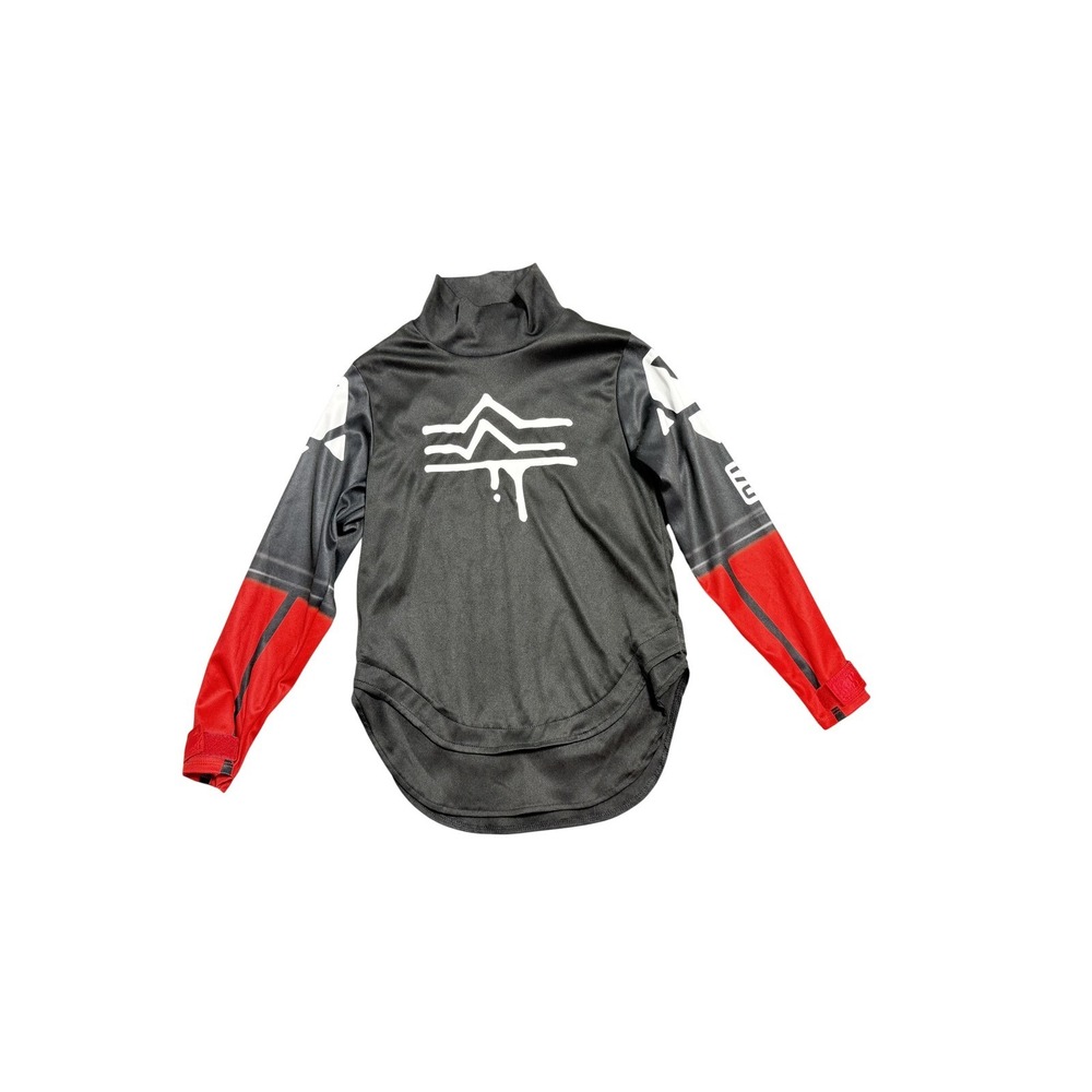 Fortnite Shirt Mens Medium Black Red Long Sleeve Mock Neck Graphic Jersey Top